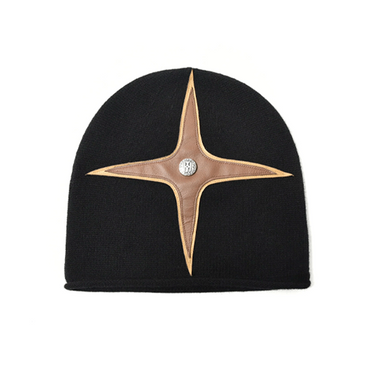 BIRTH OF ROYAL CHILD CROSS-PATCH LEATHER BEANIE