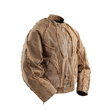 THE BOY HAS NO PATIENCE DISCIPLE BIKER DENIM JACKET / SAND