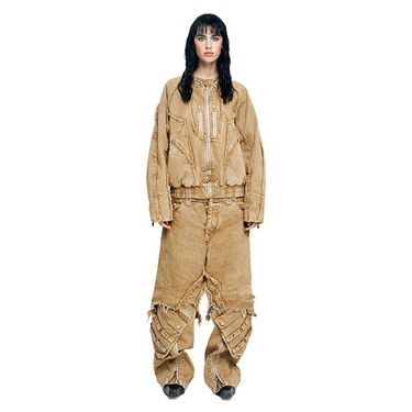 THE BOY HAS NO PATIENCE DISCIPLE BIKER DENIM JACKET / SAND