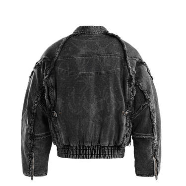 THE BOY HAS NO PATIENCE DISCIPLE BIKER DENIM JACKET / CHARCOAL
