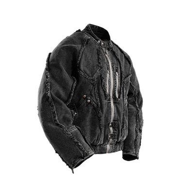 THE BOY HAS NO PATIENCE DISCIPLE BIKER DENIM JACKET / CHARCOAL