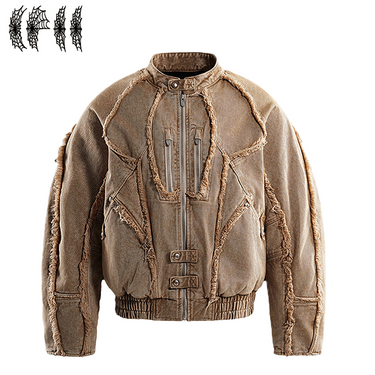 THE BOY HAS NO PATIENCE DISCIPLE BIKER DENIM JACKET / SAND