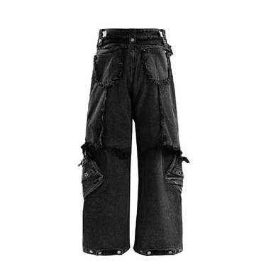 THE BOY HAS NO PATIENCE DISCIPLE DISTRESSED DENIM WORK PANTS / CHARCOAL