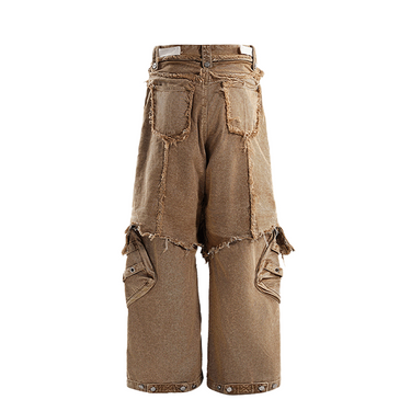 THE BOY HAS NO PATIENCE DISCIPLE DISTRESSED DENIM WORK PANTS / SAND