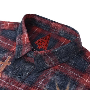 THE BOY HAS NO PATIENCE DOUBLE SAINT MURAL PLAID SHIRT / BLUE