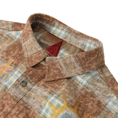 THE BOY HAS NO PATIENCE DOUBLE SAINT MURAL PLAID SHIRT / GREEN