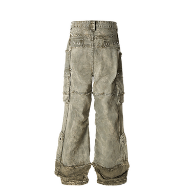 THE BOY HAS NO PATIENCE ECLIPSE OF THE BLOOD MOON BRUSHED TEXTURE JEANS WITH POCKETS / GREEN