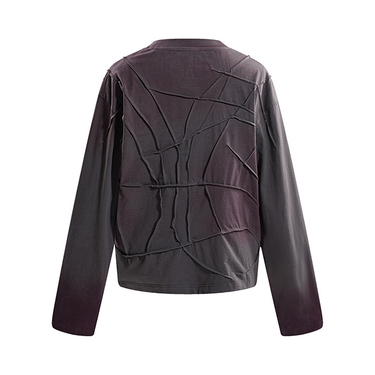 THE BOY HAS NO PATIENCE RIBBED PRINT PLEATED LONG SLEEVES