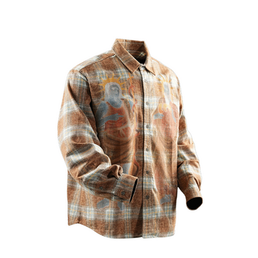 THE BOY HAS NO PATIENCE DOUBLE SAINT MURAL PLAID SHIRT / GREEN