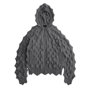 MAD FRENZY SPIKED ZIP-HOODIE / GRAY