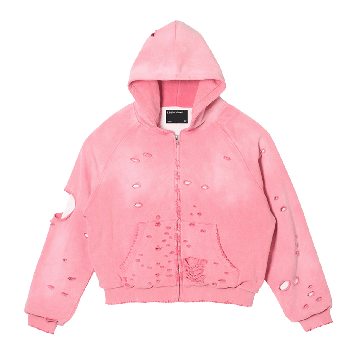 ジャケット・アウター a good bad influence hand patched jacket A GOOD BAD INFLUENCE AGED DISTRESSED ZIP HOODIE (2色展開