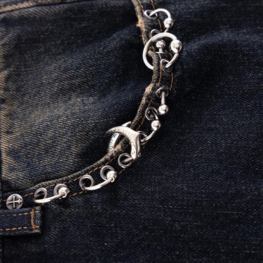 SUPPLIER SWITCHING PIERCED BAGGY JEANS