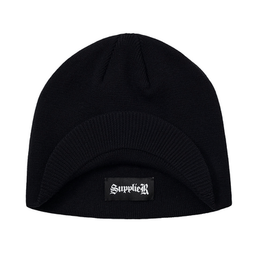 SUPPLIER Cross Leather Patch Brim Knit Beanie