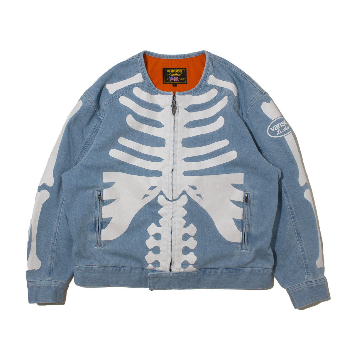 VANSON SKELTON BONES DENIM RIDERS JACKET – 【dugout clothes】人気 
