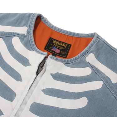 VANSON SKELTON BONES DENIM RIDERS JACKET