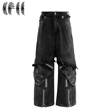 THE BOY HAS NO PATIENCE DISCIPLE DISTRESSED DENIM WORK PANTS / CHARCOAL