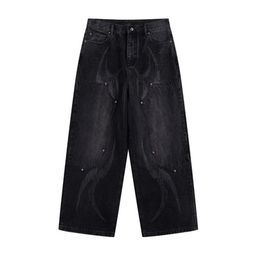 SUPPLIER VINTAGE WASH TRIBAL DOUBLE KNEE BAGGY JEANS