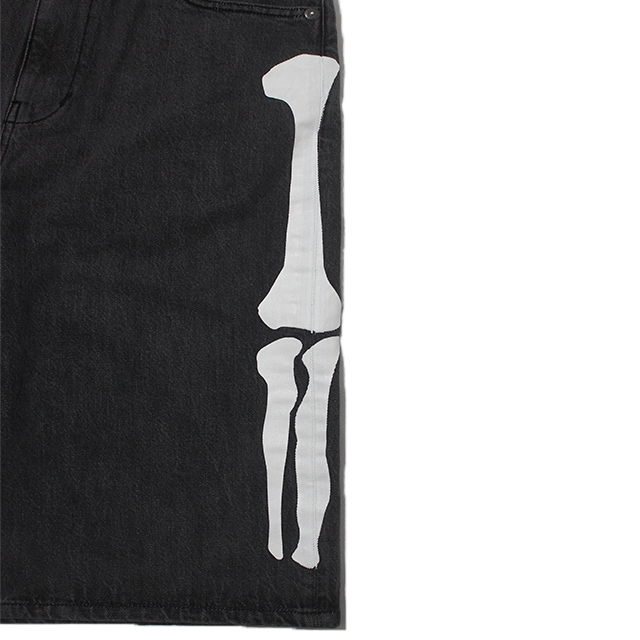 VANSON SKELTON BONES DENIM SHORTS / BLACK – 【dugout clothes】人気 VANSON SKELTON BONES DENIM SHORTS / BLACK – 【dugout clothes】人気