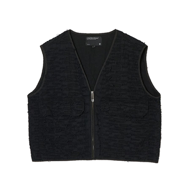 FULL DISTRESSED UTILITY VEST / BLACK