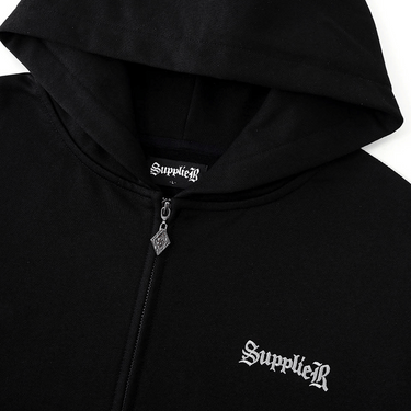 SUPPLIER Fire Pattern Rhinestone Zip Hoodie / BLACK