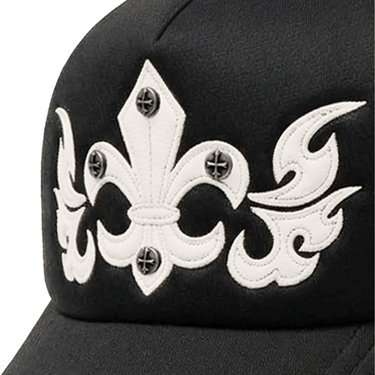 SUPPLIER FLEUR LEATHER PATCH MESH CAP (BLACK x BLACK)