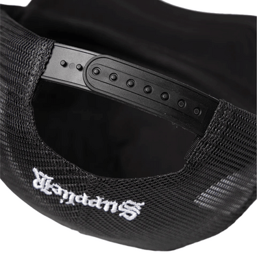 SUPPLIER FLEUR LEATHER PATCH MESH CAP (BLACK x BLACK)