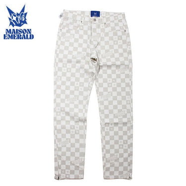 MAISON EMERALD BLOCK CHECK DENIM PANTS CHME デニムパンツ