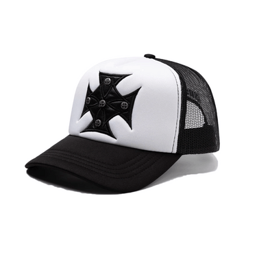 SUPPLIER IRON CROSS LEATHER PATCH MESH CAP
