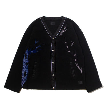 MOD WRLD × "RIVA" MARBLE BOA CARDIGAN  / BLACK