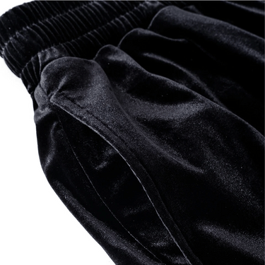 Micro Cross Rhinestone Velour Track Pants / BLACK