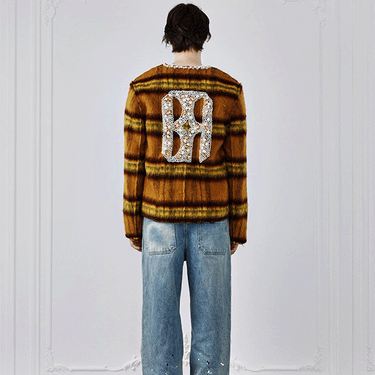 BIRTH OF ROYAL CHILD RHINESTONE PEARL MOHAIR JACKET / YELLOW BIRTH OF ROYAL CHILD RHINESTONE PEARL MOHAIR JACKET / YELLOW