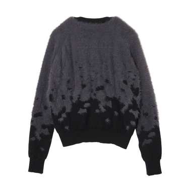 A GOOD BAD INFLUENCE SHATTERED DUAL YARN SHAGGY CARDIGAN  / BLACK