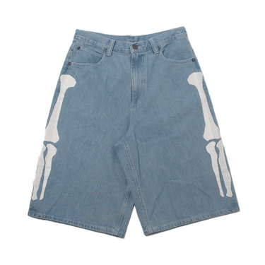 VANSON SKELTON BONES DENIM SHORTS / INDIGO