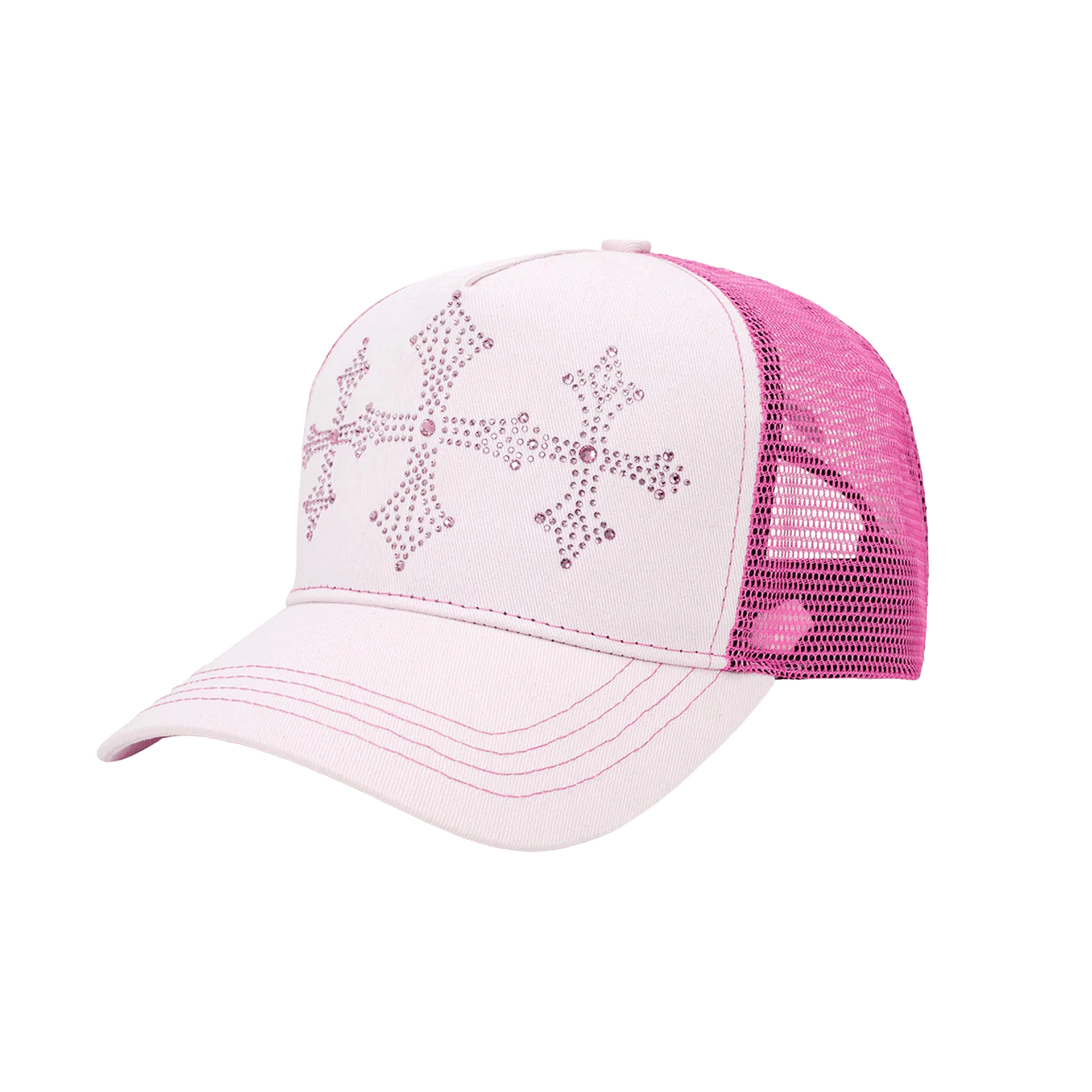 SupBaby by SUPPLIER Shiny Cross Rhinestone Mesh Cap Pink