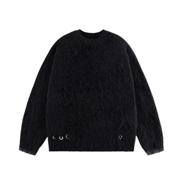 SUPPLIER TRIBAL CROSS PIERCED SHAGGY KNIT BLACK