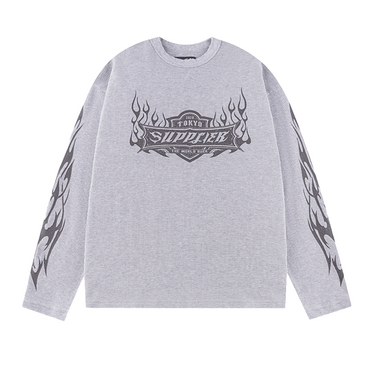 SUPPLIER TRIBAL FIRE PATTERN THERMAL IONG SLEEVES / GRAY