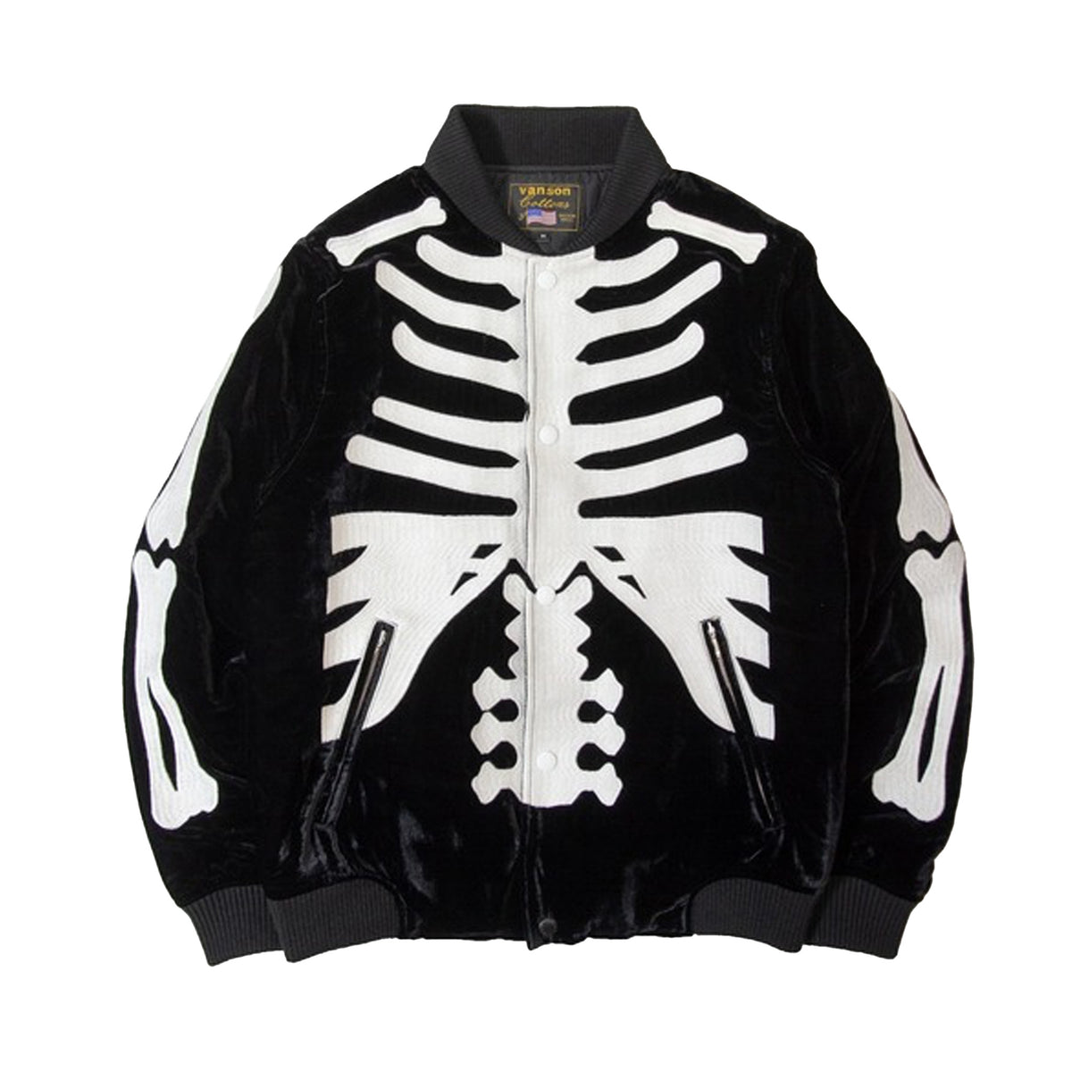 VANSON SKELTON BONES VELOURS JACKET / WHITE – 【dugout clothes 