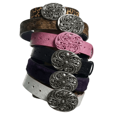 DND4DES Vintage Honeysuckle Engraved Buckle Leather Belt (5色展開)