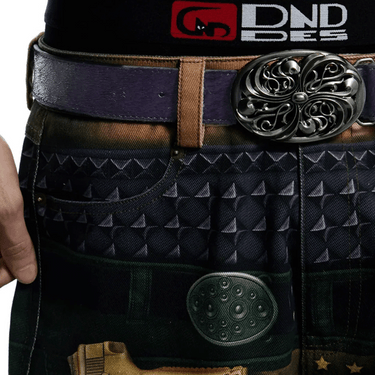 DND4DES Vintage Honeysuckle Engraved Buckle Leather Belt (5色展開)