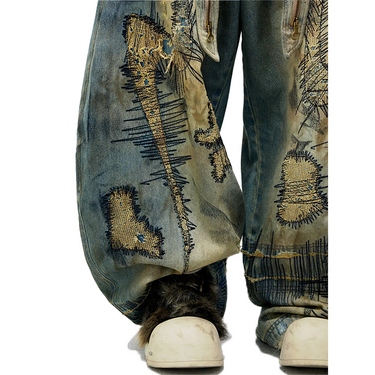 PERSONSOUL STAIN EMBROIDERY SCIMITAR JEANS – 【dugout PERSONSOUL STAIN EMBROIDERY SCIMITAR JEANS – 【dugout