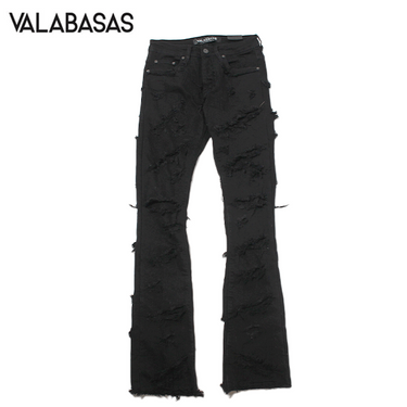 VALABASAS "INFERNO" DENIM STACKED FLARE JEAN / BLACK