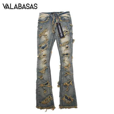 VALABASAS "INFERNO" DENIM STACKED FLARE JEAN / LIGHT VINTAGE WASH