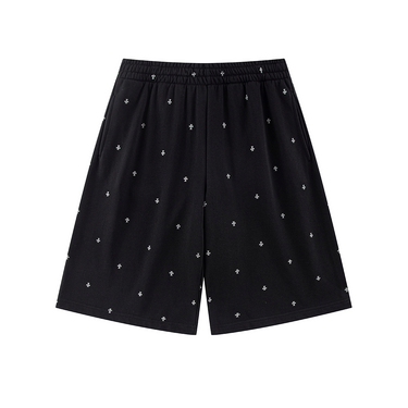 UNKNOWN TINY CROSS GLITTER BAGGY SWEAT SHORTS/ BLACK