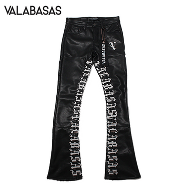VALABASAS SUPERIOR WORLD LEATHER STACKED PANTS / BLACK