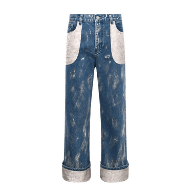 BIRTH OF ROYAL CHILD LARGE POCKETS SPLICED WITH DENIM PANTS / BLUE
