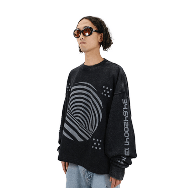HYPOCRITE magicalcircle vintagewash crewneck cutsweat / BLACK