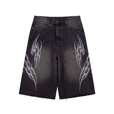 SUPPLIER TRBAL RHINESTONE DENIM SHORTS / BLACK
