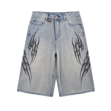 SUPPLIER TRBAL RHINESTONE DENIM SHORTS / BLUE