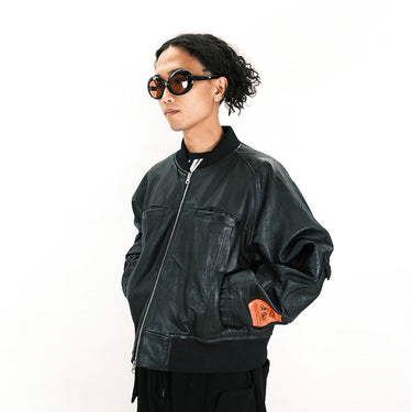 HYPOCRITE VINTAGE LAMBLEATHER WIDE BLOUSON (FLIGHTTYPE)