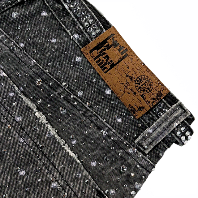 BIRTH OF ROYAL CHILD 3D PRINTING WASHED FULL DIAMOND DENIM